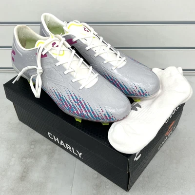 Botines de fútbol Charly Spektre 3.0 Plus FG para hombre zapato blanco rosa con calcetines 11 nuevos en caja Foto 1 de 4