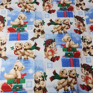 David Textiles Navidad Osos Regalos Patinaje Tela Algodón 1 Yarda Nuevo - Imagen 1 de 6