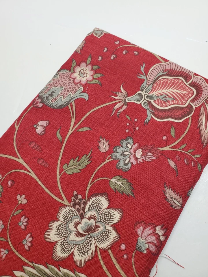 Tela General Francesa La Belle Flor Rojo Floral Moda Coser Edredón Fuera de Uso Cuarto Graso  Foto 1 de 2