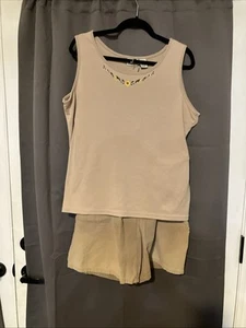Classic Elements Women's XL Top & Shorts Set, Floral Embroidered Tank and Shorts - Picture 1 of 11