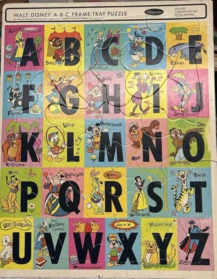 Bandeja rompecabezas vintage Walt Disney alfabeto de la A a la Z Mickey Minnie Donald Goofy Foto 1 de 4