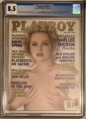 Playboy May 1999 Charlize Theron Cover & Pictorial 🔥 CGC 8.5 v46 #5 TOP POP 🔥 - Image 1 of 2