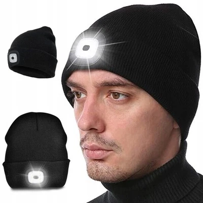 MARKENLOS LED Beanie Beleuchtete Mütze mit Licht Wiederaufladbare Winter Warm Strickmütze