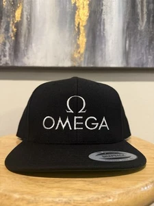 Omega Watches Black SnapBack Hat Cap Semester Speedmaster Moon Watch Luxery New - Picture 1 of 3