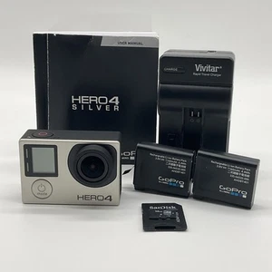 GoPro Hero4 Silver Edition Camera with 2 Batteries, Charger, 64GB SD Card Manual - Picture 1 of 10