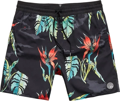 Volcom Beach Bunch Swim Trunks - NWT Mens XL Black / Multi - #47410-H2 - Image 1 of 3