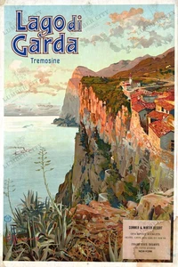 Lago di Garda Tremosine 1925 Italian Travel Poster Elio Ximenes Wall Art - Picture 1 of 6