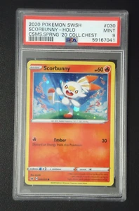 2020 POKEMON Sword & Shield Scorbunny Holo PSA MINT 9 - Picture 1 of 3