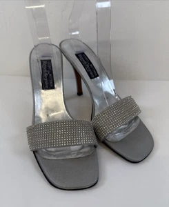 Russel & Bromley Heels Stuart Weitzman Silber Diamanté Slipper Pantoletten Stiletto 7,5 - Bild 1 von 15