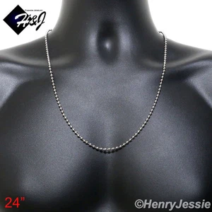 24"MEN's Stainless Steel 2.5mm Silver Beads Ball Link Chain Necklace - Picture 1 of 2