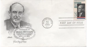 US 1275 Adlai Stevenson 5c FDC U/A Oct 23, 1965 Artmaster Cachet Vintage - Picture 1 of 1