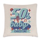 Personalised 50s Baby Cushion Cover Pillow 1950 Birthday Mum Dad Sister Retro