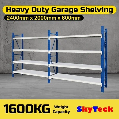 2.4x2x0.6M Garage Warehouse Steel Rack Storage Metal Shelves1600KG 2420BG - P1 - image 1 of 4