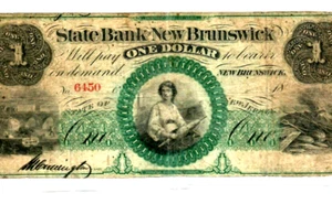 $1 "STATE BANK" (NEW BRUNSWICK) 1800'S $1 (NEW JERSEY) "STATE BANK" CRISPY!!! - Picture 1 of 3