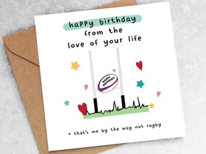 LUSTIGE GEBURTSTAGSKARTE Rugbyspieler, Union League Ehemann Freund Scrum Hälfte OC57 - Bild 1 von 2