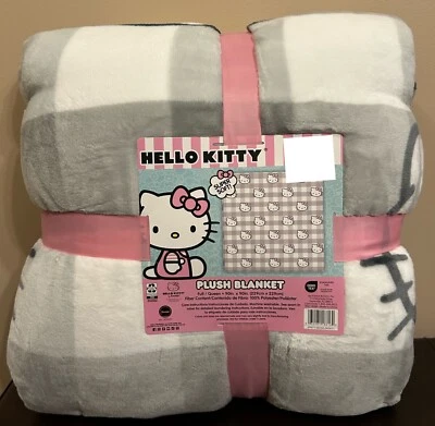 MANTA HELLO KITTY FULL QUEEN 90 x 90 ROSA GRIS A CUADROS NUEVA ENVÍO RÁPIDO Foto 1 de 4