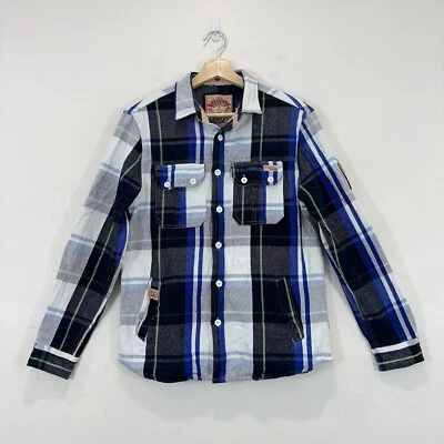Tokyo Laundry Flannel Shirt Men M Blue Plaid Button Up Cotton Blend ** Read - Image 1 of 4