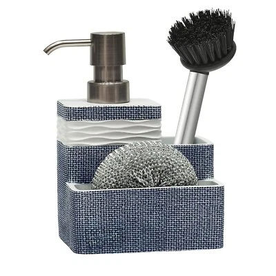 Dispensador de jabón para platos de cocina con soporte para esponja y soporte para cepillo para fregadero organizar ec Foto 1 de 4