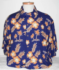 XL Aloha Hut Hawaii Mens Shirt 54" Blue Orange Floral Tropical - Picture 1 of 4