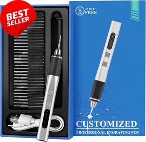 Cordless Engraving Pen Rechargeable for Artists DIY 30 Bits Included Blue - Picture 1 of 12