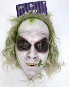 Maschera completa Beetlejuice plastica dura spirito adulto Halloween Michael Keaton NUOVA - Foto 1 di 7