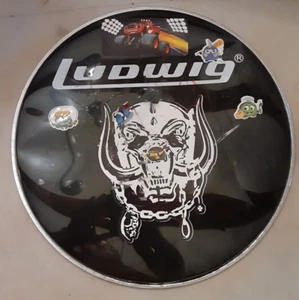16" Bass Drum Head or Tom Head, Ludwig, resonant, black, minor dent and marks - Picture 1 of 1