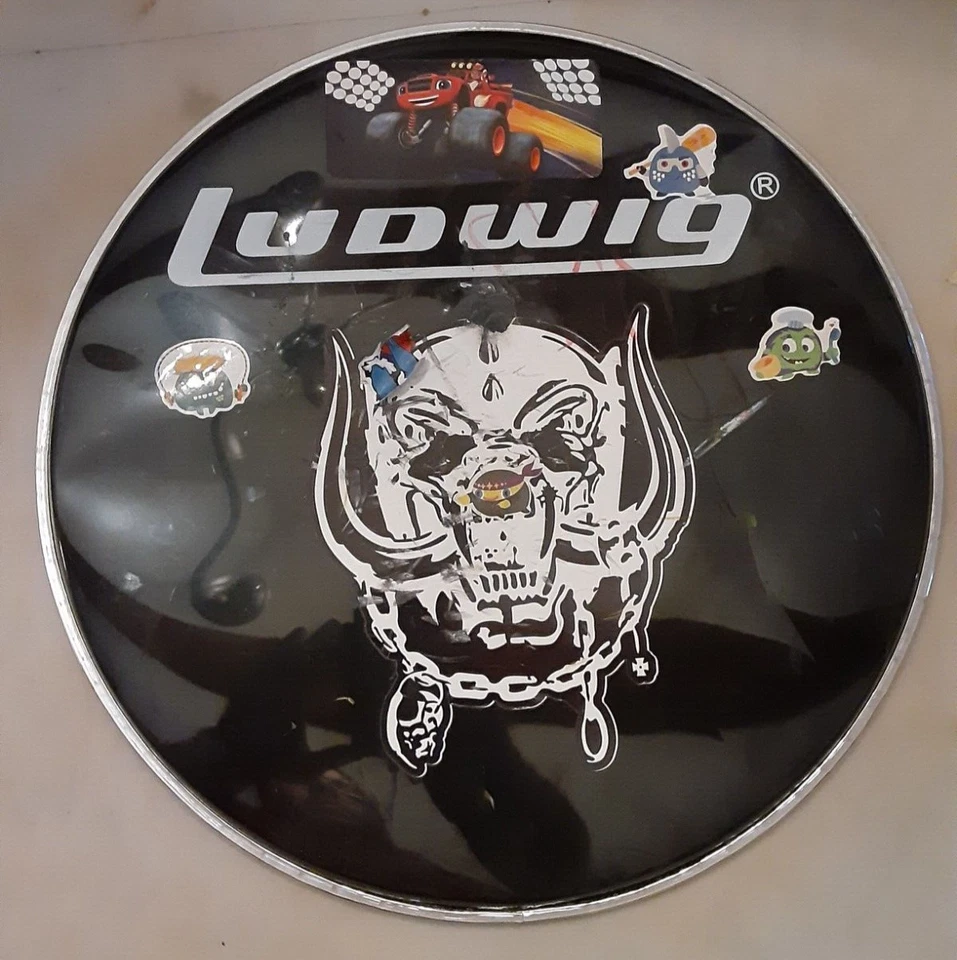 16" Bass Drum Head or Tom Head, Ludwig, resonant, black, minor dent and marks - Image 1 of 1