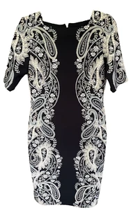 Gabby Skye Black Floral Knee Length Zip Back Women's Size 8 Fitted Dress - Picture 1 of 7