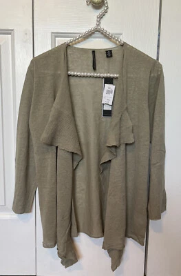 Isda & Co Cruz Linen cotton Open Sweater Cardigan Palm NEW Medium M fine knit - Image 1 of 4