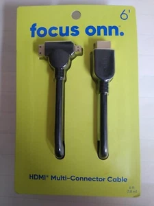 Onn HDMI Multi Connector Cable Mini/Micro 6 feet 1080p, NEW - Picture 1 of 3
