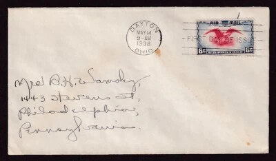 US #C23 EAGLE 1ST DAY COVER TO PHILADELPHIA PENNSYLVANIA 1938 - Image 1 of 2