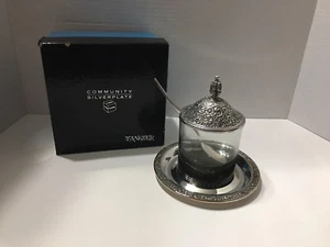 Community Silverplate Tangier Jam Jar With Plate Spoon And Original Box - Picture 1 of 7