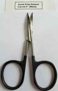 Fly Tying SCISSORS TUNGSTEN CARBIDE " Arrow Point Scissors Curved 4" " Black - Bild 1 von 4