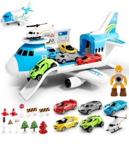 Toy Cars set,Transport Cargo Airplane with 5 Mini Cars, 1 Helicopter,1 Engineer - Picture 1 of 7