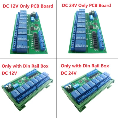 DC 12V 24V 8 CH DIN35 C45 DIN Rail Box UART RS485 Relay Module Modbus RTU Switch - Image 1 of 4