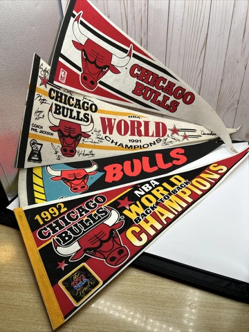 Chicago Bulls 91 & 92 World Champs Pennants  Vintage Cover
