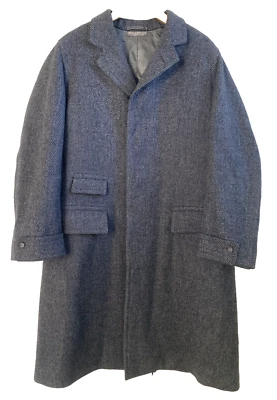 Vtg BROOKS BROTHERS Overcoat Sz 39 Heavy Gray Wool Tweed Ivy Trad Union Made USA - Image 1 of 4