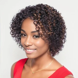Short Curly Human Hair Wigs for Black Women Brazilian Human Hair Ombre Color ... - Picture 1 of 6