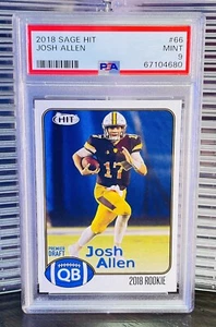 Josh Allen 2018 Sage Hit Wyoming Bills Rookie Card RC #66 PSA 9 MINT   Quantity - Picture 1 of 1