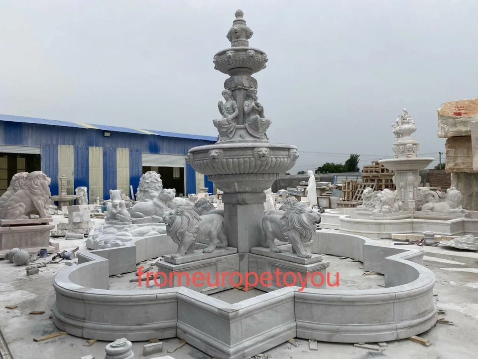 BONITA FUENTE EXTERIOR GRANDE DE MÁRMOL LEÓN TALLADO - JMF1 Foto 1 de 1