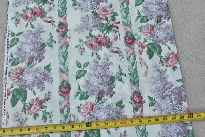 На 1/2 ярда, винтажный, розовый и лавандовый цветочный полированный хлопок, Kessler/Concord, P9396 - Изображение 1 из 4