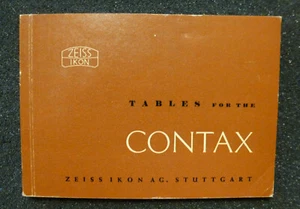 BOOKLET; TABLES FOR THE CONTAX. ZEISS IKON. PRINTED IN GERMANY - Picture 1 of 3