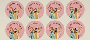 24x Gloss Personalised Disney Princesses Birthday Party Lolly Bag Stickers Pink - Picture 1 of 2