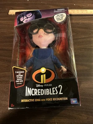 迪士尼皮克斯 Incredibles 2 互动会说话的埃德娜人偶 13 英寸全新 Thinkway 2018 — 第 1/4 张图片