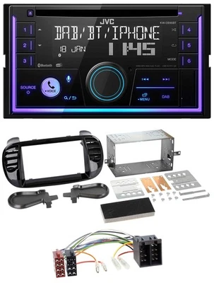 JVC MP3 USB 2DIN DAB Bluetooth CD Autoradio für Fiat 500 bis 2012 glänzend schwa - Bild 1 von 4