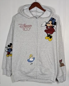 Felpa con cappuccio e zip intera ricamata Disney 100 nuova con etichette uomo grande unisex - Foto 1 di 4