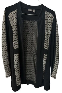 Chicos Travelers Classic Chain Mesh Jacket Size 2 US M Open Black Gold Neu ohne Etikett - Bild 1 von 3