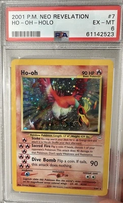 PSA 6 Ho-Oh Holo 7/64 – Double Holo Error (Holo Bleed) Neo Revelation WOTC - Image 1 of 2