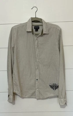 Camisa David Bitton Blanca Tostada Vaquero Toro Montar Rodeo Búfalo Botón Hombres Talla M Foto 1 de 4