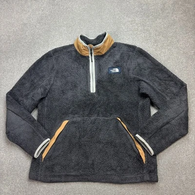 North Face Fleece Adult Large Grey Quarter Zip Deep Pile Sherpa Jumper Men - Image 1 of 4